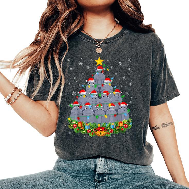 Ugly Christmas Sweater Day Hippo Christmas Tree Women's Oversized Comfort T-Shirt