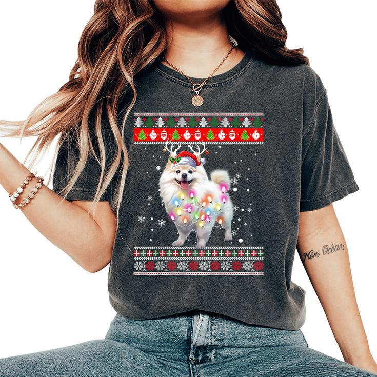 Ugly Sweater Christmas Pomeranian Dog Puppy Xmas Pajama Women's Oversized Comfort T-Shirt