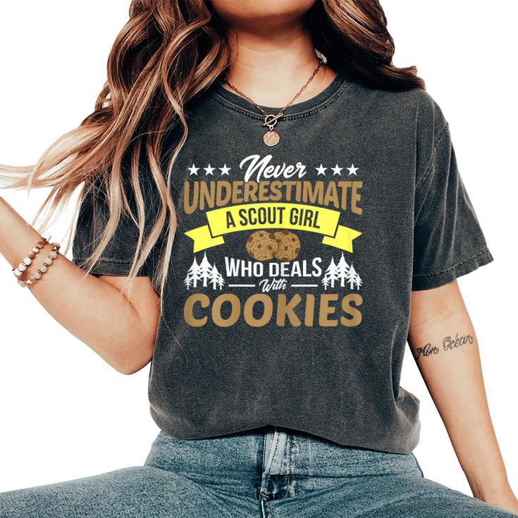 Never Underestimate A Scout Girl With Cookies Women's Oversized Comfort T-Shirt