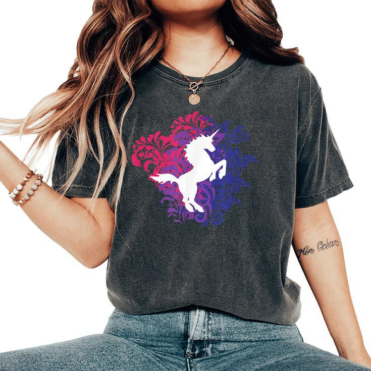 Unicorn On Floral Explosion Bisexuality Relaxed Fit Women's Oversized Comfort T-shirt