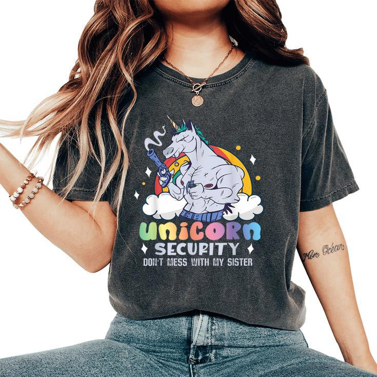 Unicorn Security Don't Mess With My Sister Women's Oversized Comfort T-Shirt
