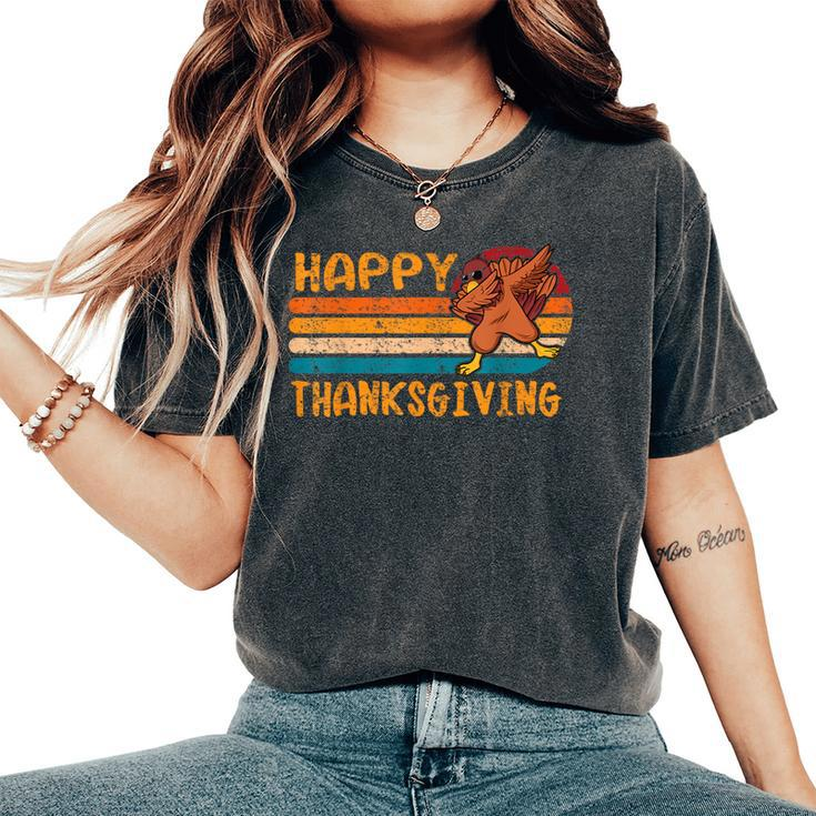Vintage Dabbing Turkey Thanksgiving Day Pilgrim Boys Girls Women's Oversized Comfort T-Shirt