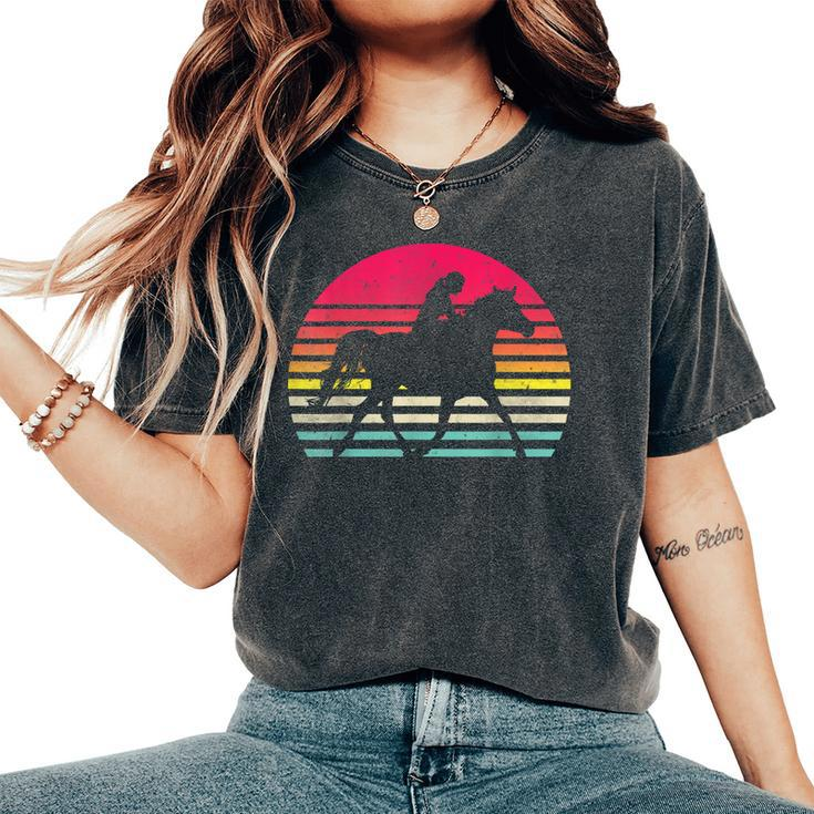 Vintage Retro Girl Horse Riding Sunset Cowgirl Outdoor Sport Women's Oversized Comfort T-shirt