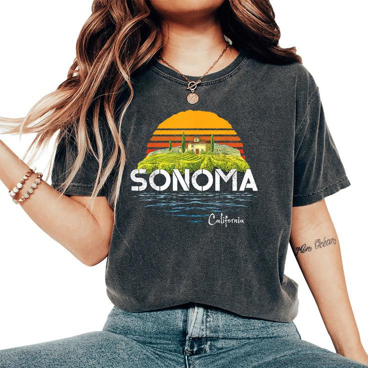 Vintage Sonoma Valley Winery California Souvenir Women's Oversized Comfort T-Shirt