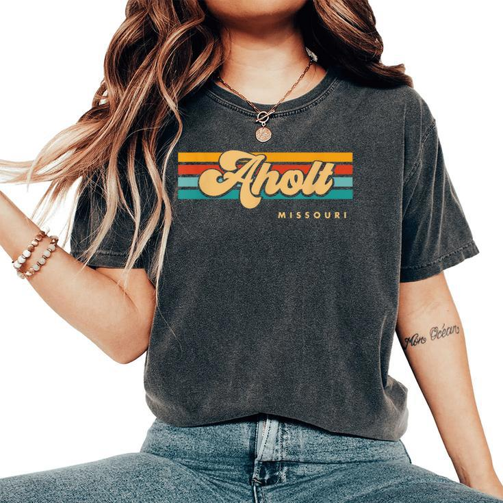 Vintage Sunset Stripes Aholt Missouri Women's Oversized Comfort T-Shirt