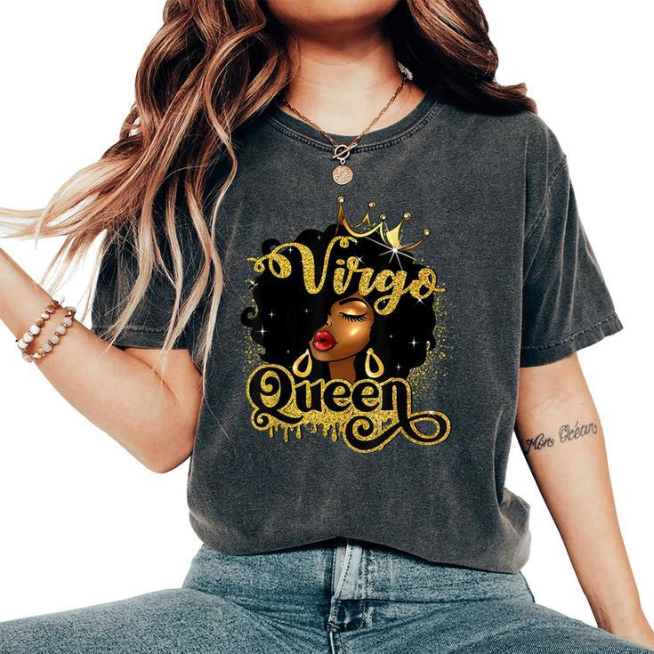 Virgo Queen Birthday Afro Girls Black Zodiac Birthday Women's Oversized Comfort T-Shirt