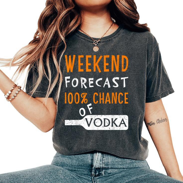 Vodka Humor Weekend Forecast 100 Chance Of Vodka Women's Oversized Comfort T-Shirt