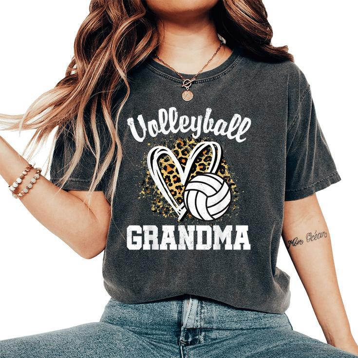 Volleyball Grandma Leopard Heart Women's Oversized Comfort T-Shirt
