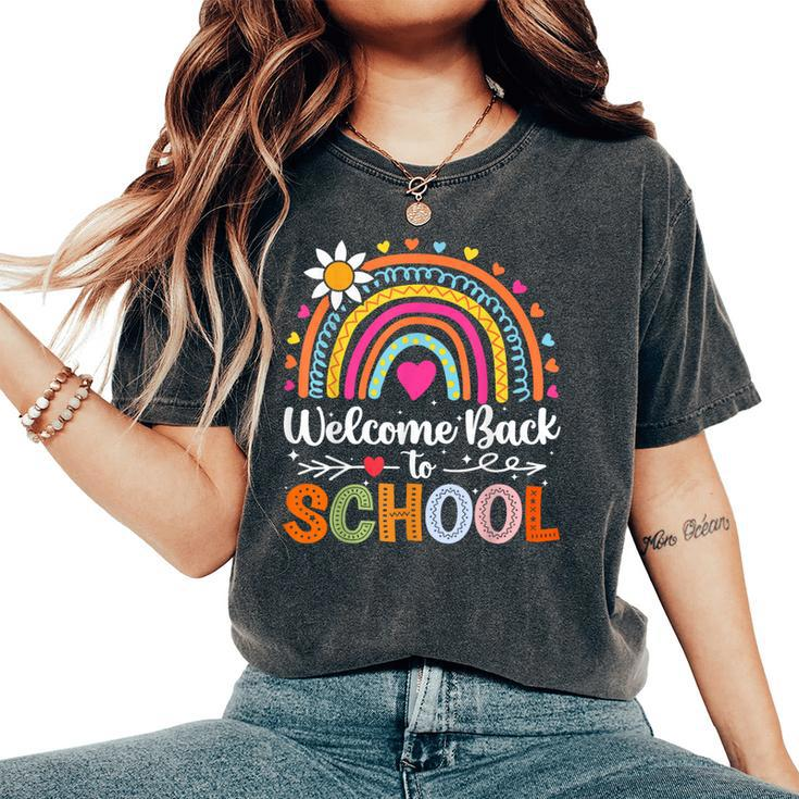 Welcome Back To School First Day Of School Rainbow Teacher Women's Oversized Comfort T-Shirt