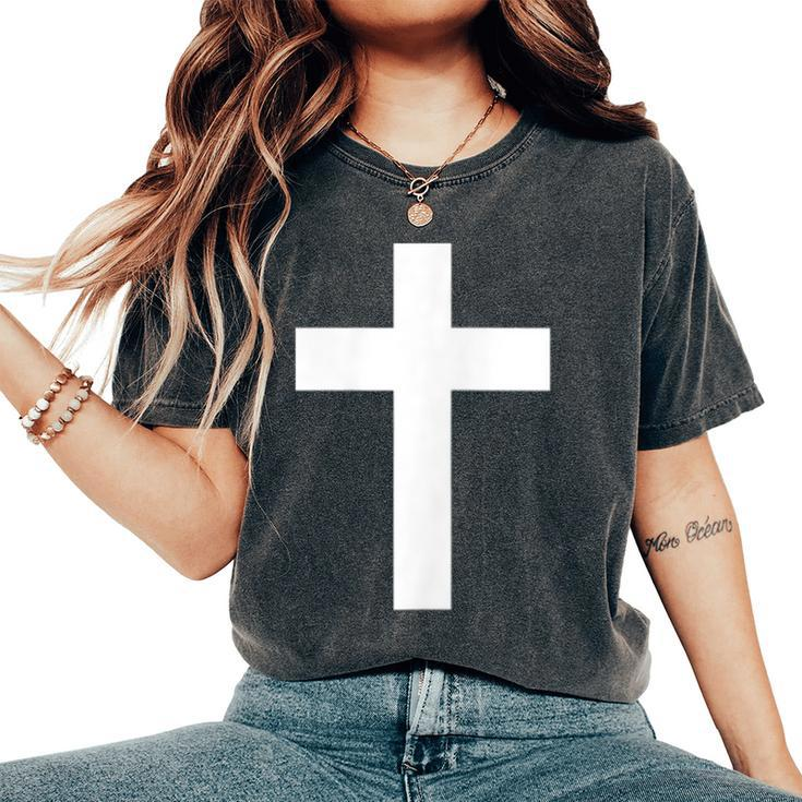 White Cross Jesus Christ Christianity God Christian Gospel Women's Oversized Comfort T-Shirt