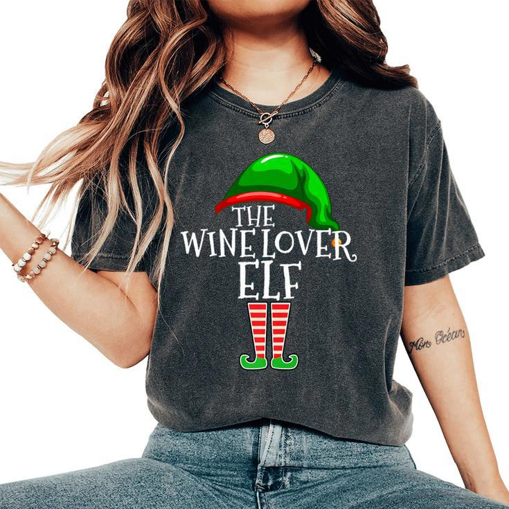 Wine Lover Elf Group Matching Family Christmas Drinking Women's Oversized Comfort T-Shirt