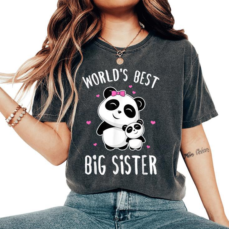 World's Best Big Sister Cute Pandas Panda Siblings Women's Oversized Comfort T-Shirt