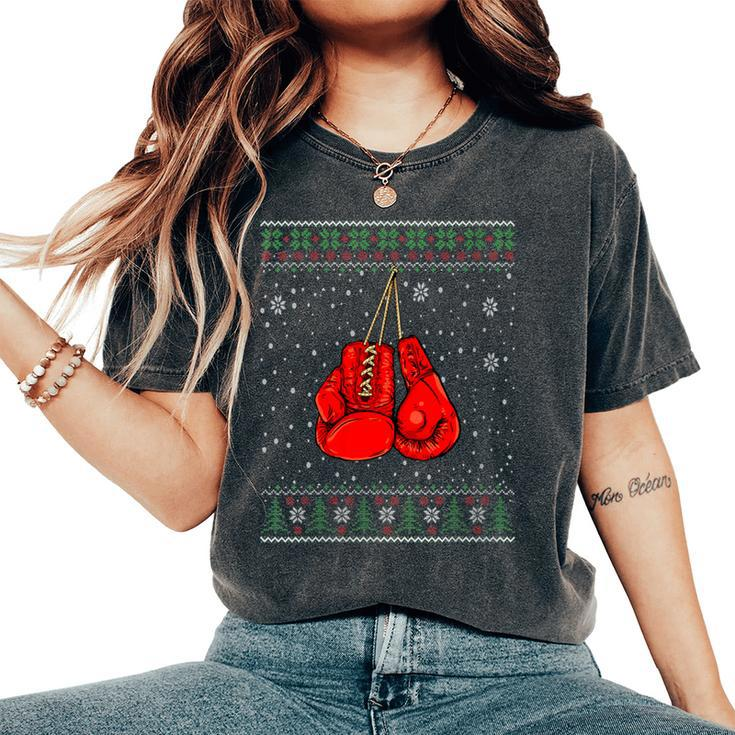 Christmas Boxing Gloves Ugly Christmas Sweater Women's Oversized Comfort T-Shirt