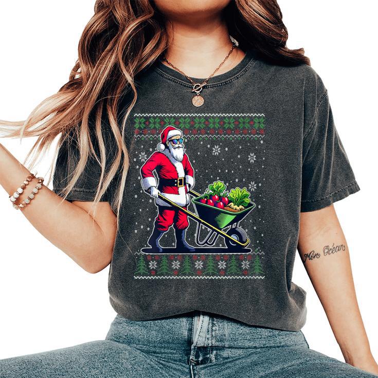 Christmas Santa Gardening Ugly Christmas Sweater Women's Oversized Comfort T-Shirt