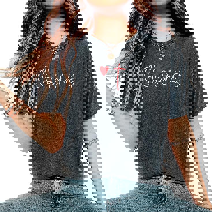 Cross Christmas Cute X-Mas Pajama Christian Jesus Faith Women's Oversized Comfort T-Shirt Cross Christmas Cute X-Mas Pajama Christian Jesus Faith Women's Oversized Comfort T-Shirt