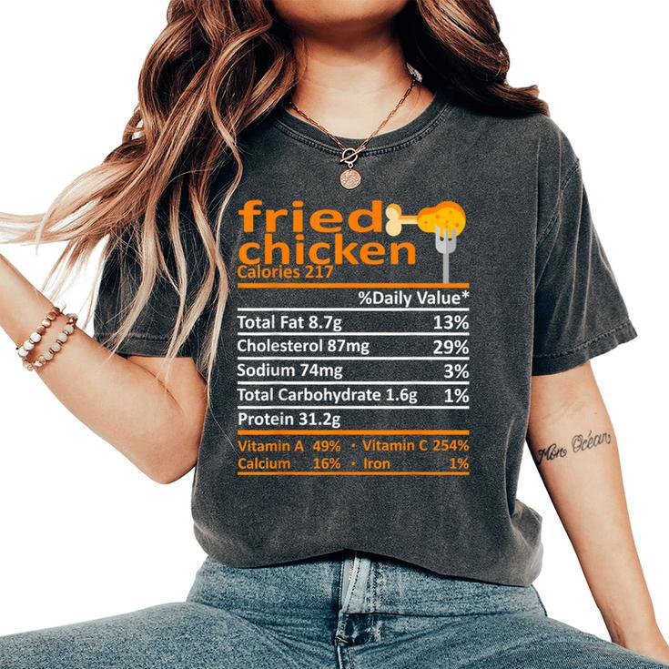 Fried Chicken Nutrition Food Facts Thanksgiving Xmas Women's Oversized Comfort T-Shirt
