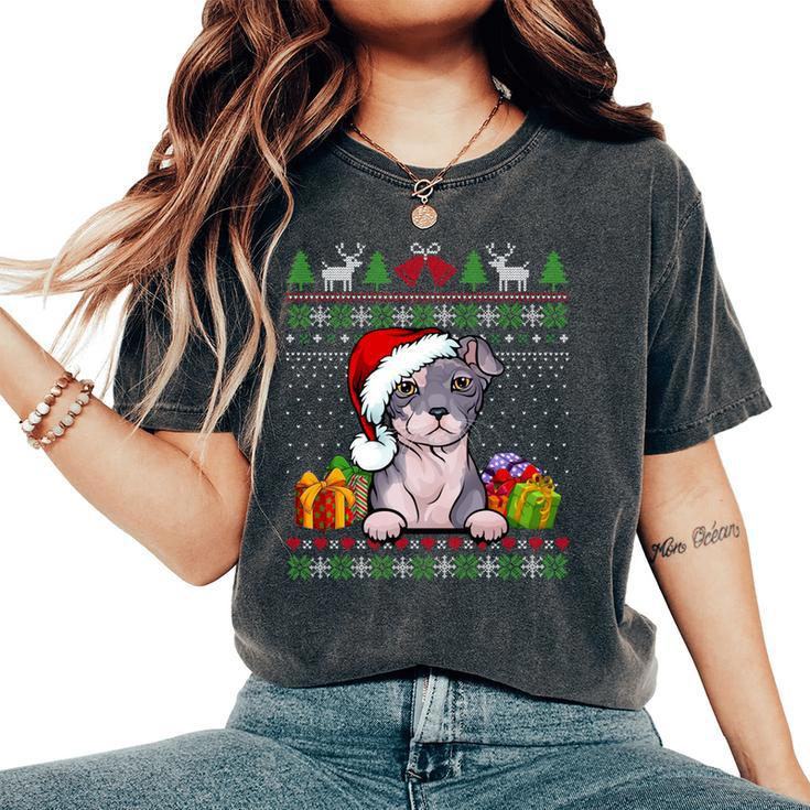 Cat Lover Cute Eagean Santa Hat Ugly Christmas Sweater Women's Oversized Comfort T-Shirt