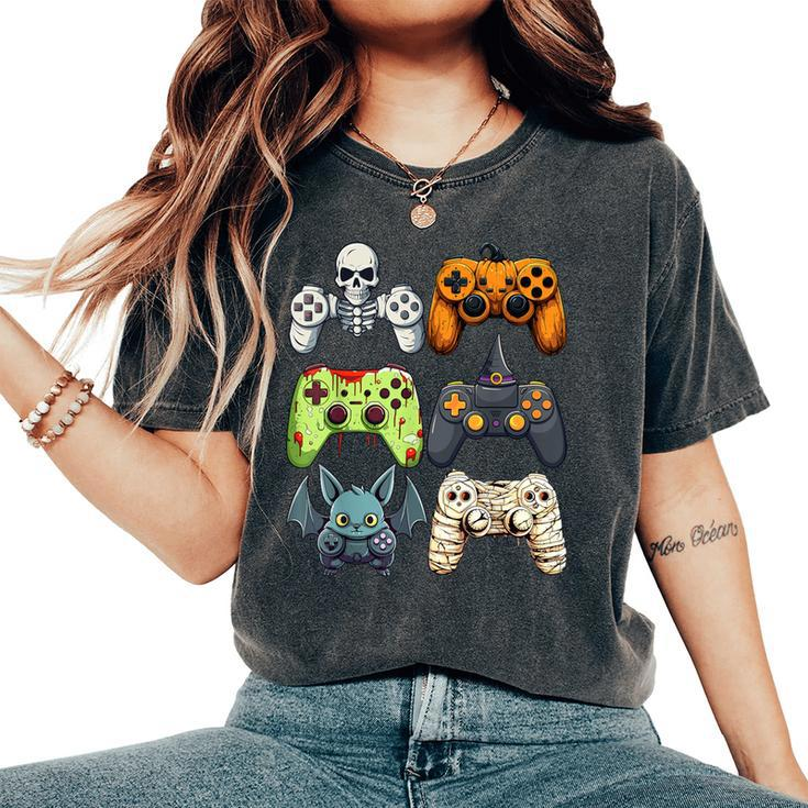Halloween Gaming Controllers Skeleton Witch Zombie Mummy Women's Oversized Comfort T-Shirt
