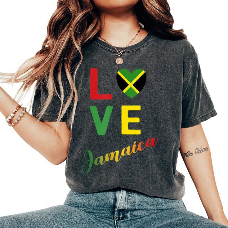 Love Jamaican Flag Blouse For Independence Carnival Festival Women's Oversized Comfort T-shirt