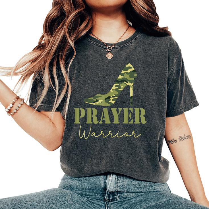 Prayer Warrior Camo Heels Faith God Jesus Christian Women's Oversized Comfort T-Shirt