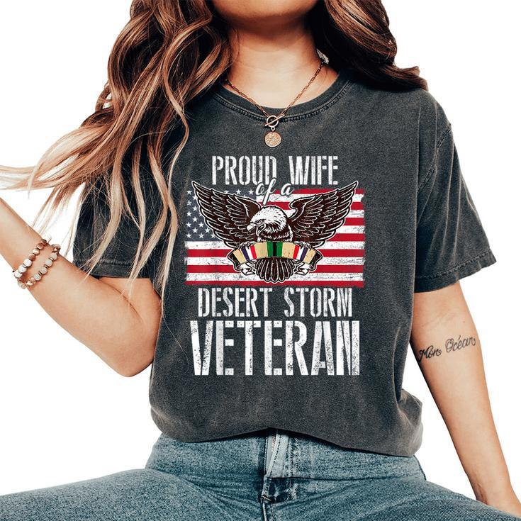 Proud Wife Of Desert Storm Veteran Gulf War Veterans Spouse Women's Oversized Comfort T-Shirt