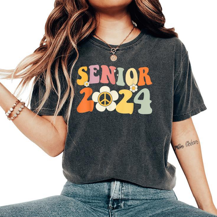 Senior 2024 Hippie Peace Love Seniors Back To School Women Oversized Print Comfort T-shirt