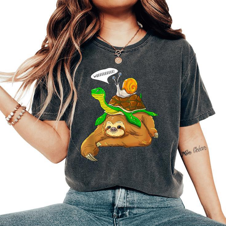 Sloth Turtle Snail Humor Cute Animal Lover Women's Oversized Comfort T-Shirt
