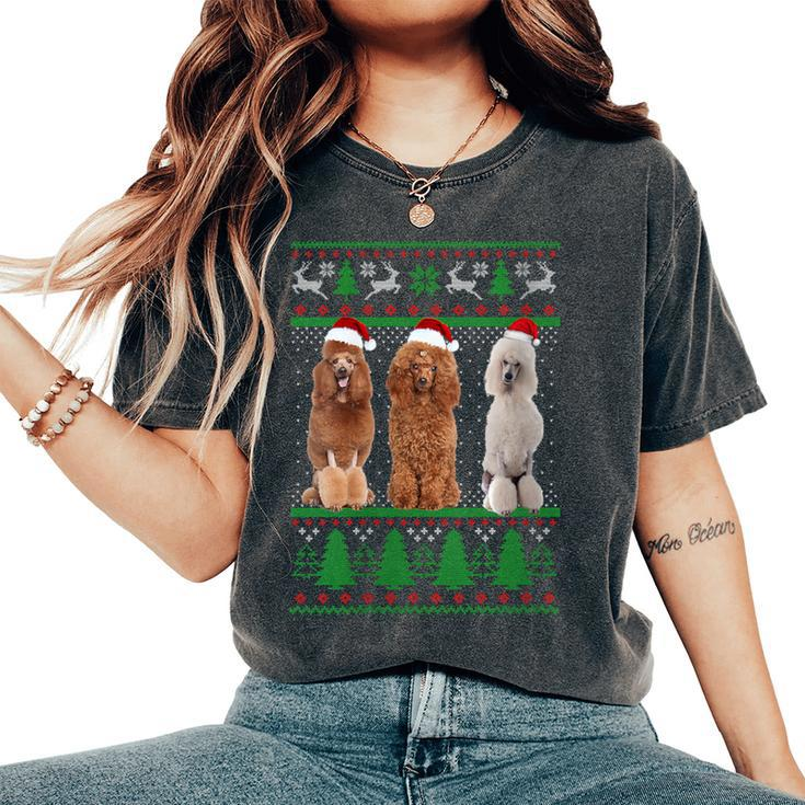 Ugly Christmas Sweater Poodle Dog Women's Oversized Comfort T-Shirt