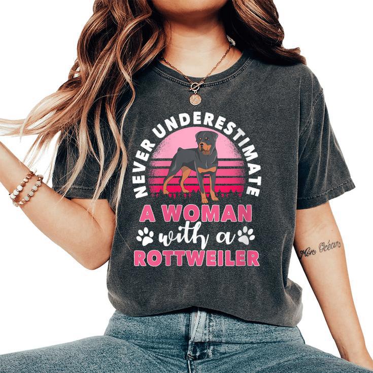 Never Underestimate A Man With A Rottweiler Women's Oversized Comfort T-Shirt