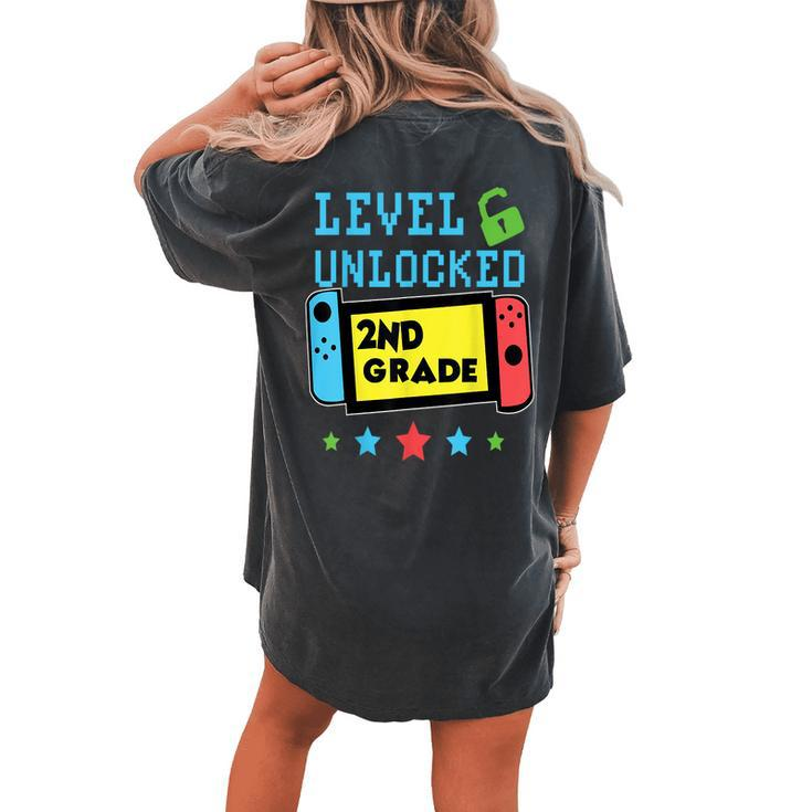 2Nd Grade Level Unlocked Gamer First Day Of School Boys Women's Oversized Comfort T-shirt Back Print
