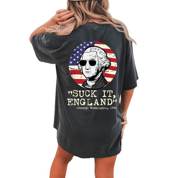 4Th July George Washington England Funny Patriotic Men Women  Women's Oversized Graphic Back Print Comfort T-shirt