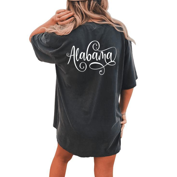 Alabama Bama Fancy White Script Women Girls Ns Women's Oversized Comfort T-Shirt Back Print