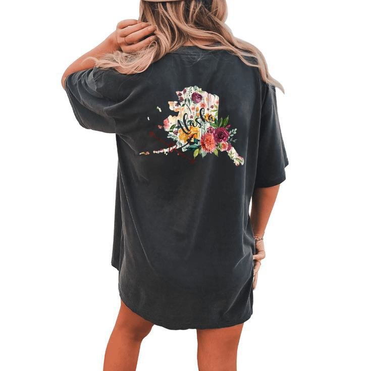 Alaska Floral Flowers Heart Arrow Women's Oversized Comfort T-Shirt Back Print