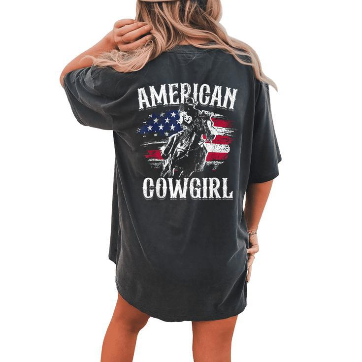 American Cowgirl Rodeo Barrel Racing Horse Riding Girl Women's Oversized Comfort T-Shirt Back Print