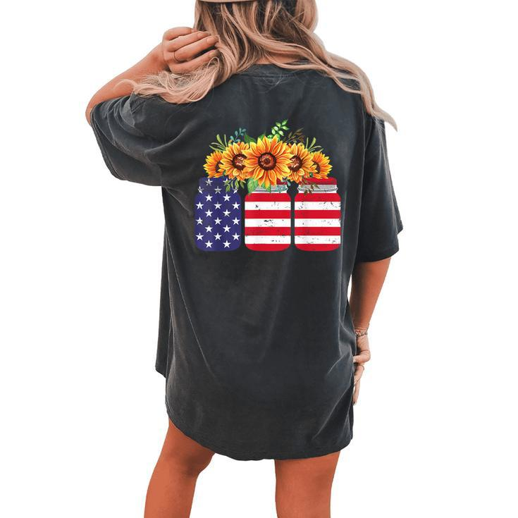 American Flag Sunflower 4Th Of July Independence Usa Day Women's Oversized Comfort T-Shirt Back Print