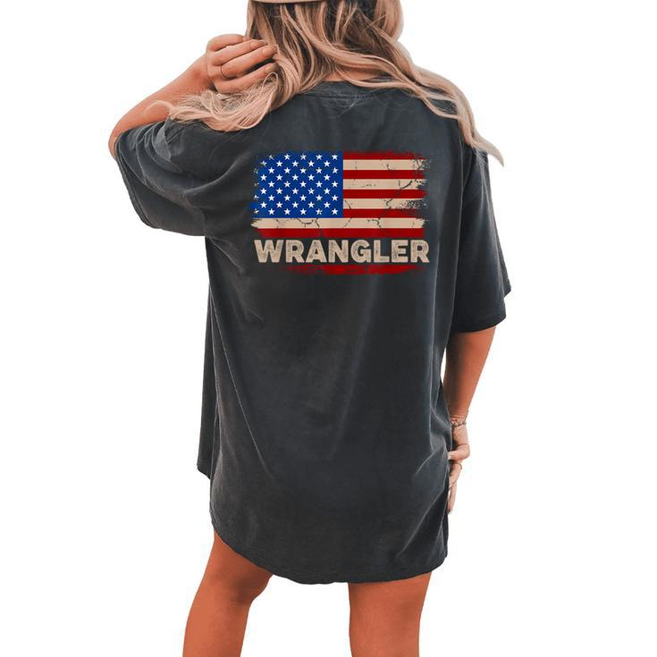 American Flag Us Usa Wrangler Men Women Women's Oversized Comfort T-shirt Back Print