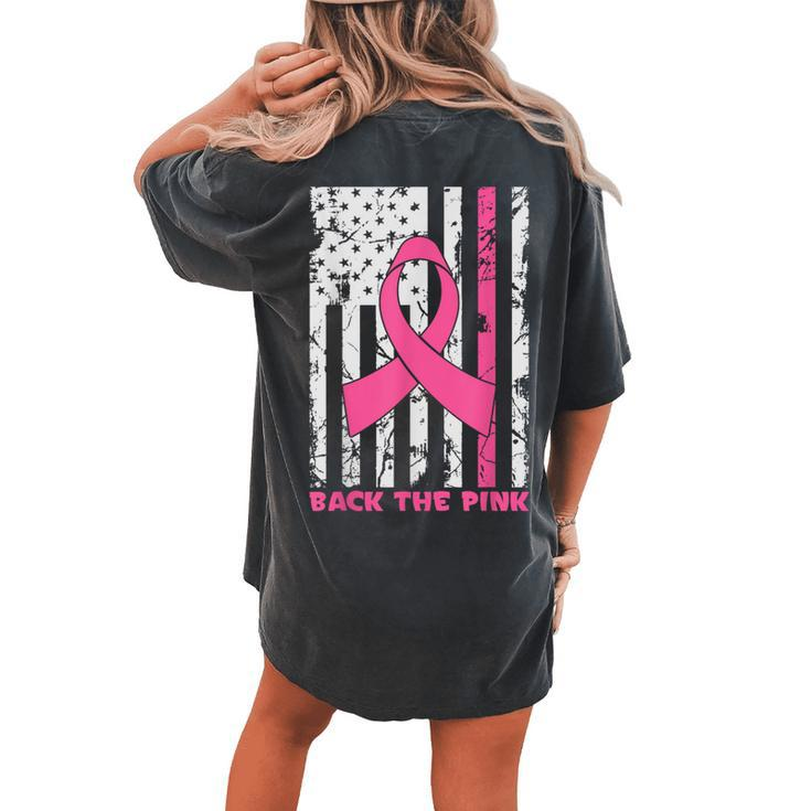 Back The Pink Breast Cancer Awareness Flag Toddler Women's Oversized Comfort T-shirt Back Print