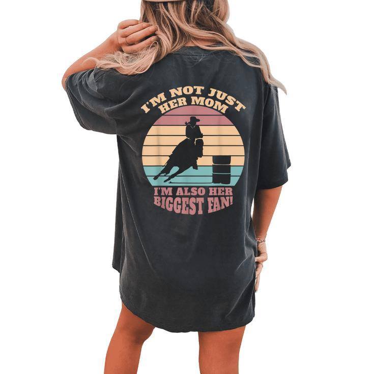 Barrel Racing Horse Vintage Retro Mom Cowgirl Horse Racer Women's Oversized Comfort T-Shirt Back Print