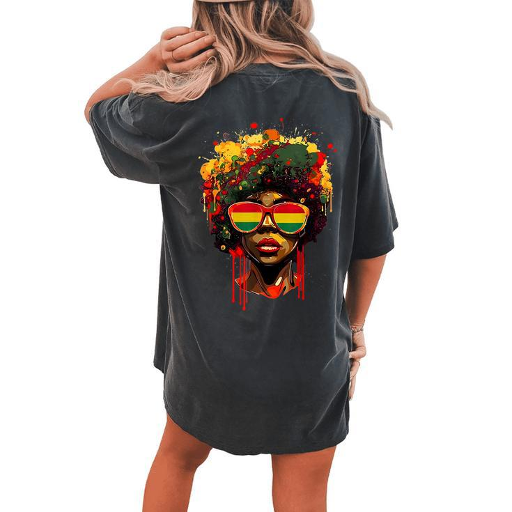 Black Afro Queen Melanin Dripping African Junenth Women's Oversized Comfort T-shirt Back Print