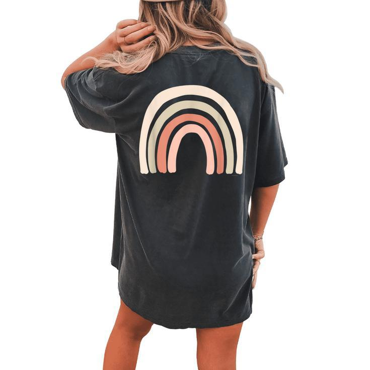 Boho Rainbow Scandinavian Minimalist Modern Simple Nature  Gift For Women Women's Oversized Graphic Back Print Comfort T-shirt
