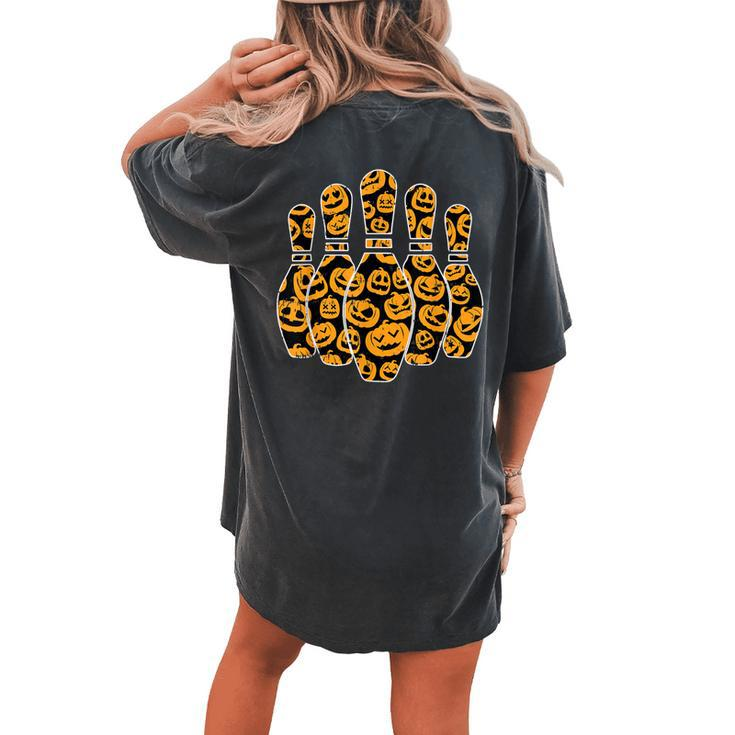 Bowling Pin Pumpkin Halloween Costume Sport Bowler Women's Oversized Comfort T-shirt Back Print