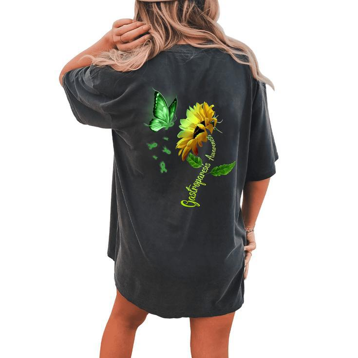 Butterfly Sunflower Gastroparesis Awareness Women's Oversized Comfort T-Shirt Back Print