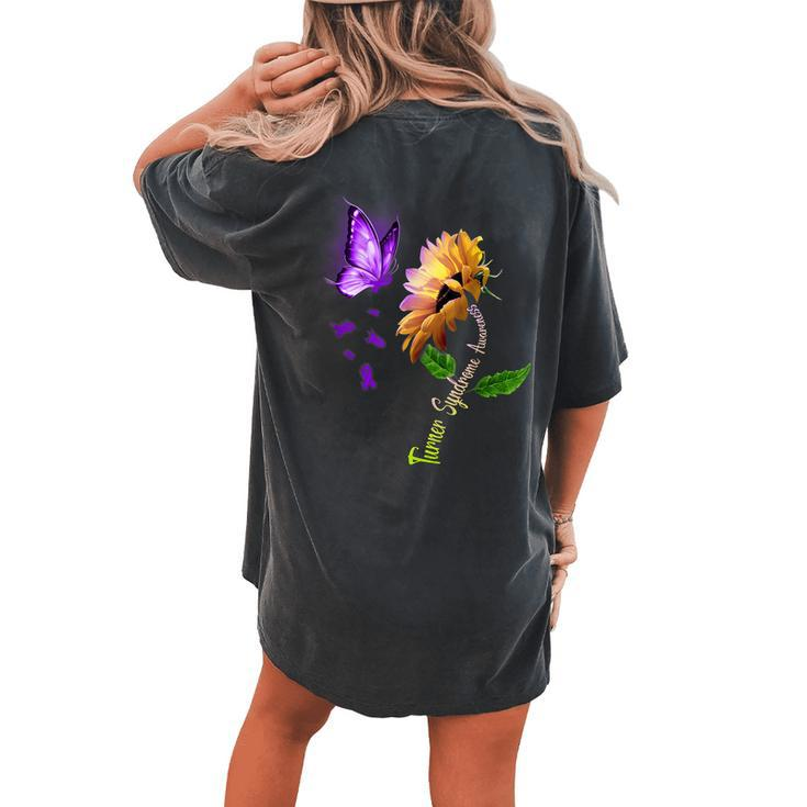 Butterfly Sunflower Turner Syndrome Awareness Women's Oversized Comfort T-Shirt Back Print