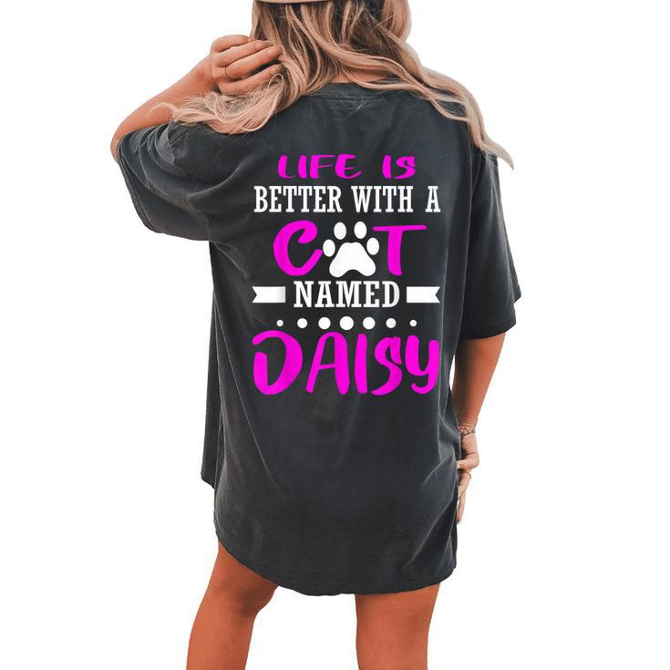 Cat Named Daisy Cut Cat Mom Dad Owner Christmas Women's Oversized Comfort T-Shirt Back Print