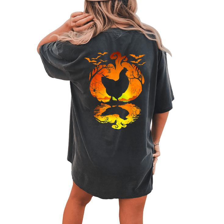 Chicken Halloween Costume Pumpkin Chicken Lovers Fall Season Women's Oversized Comfort T-shirt Back Print