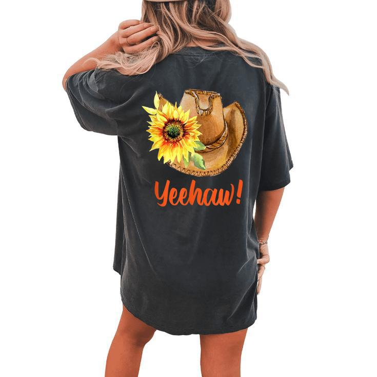 Country Cowgirl Hat Yeehaw Women's Oversized Comfort T-Shirt Back Print