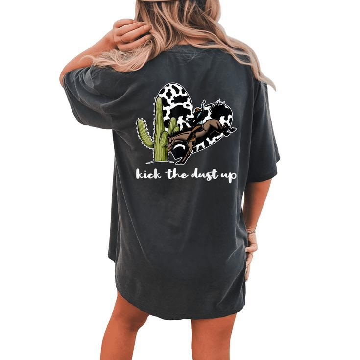 Cowboy Cactus Buffalo Western Cowgirl Black Women's Oversized Comfort T-Shirt Back Print