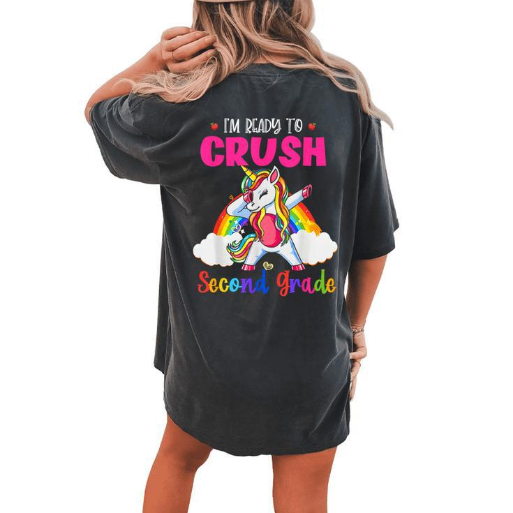 Crush Second Grade Dabbing Unicorn Back To School Girls Women's Oversized Comfort T-shirt Back Print