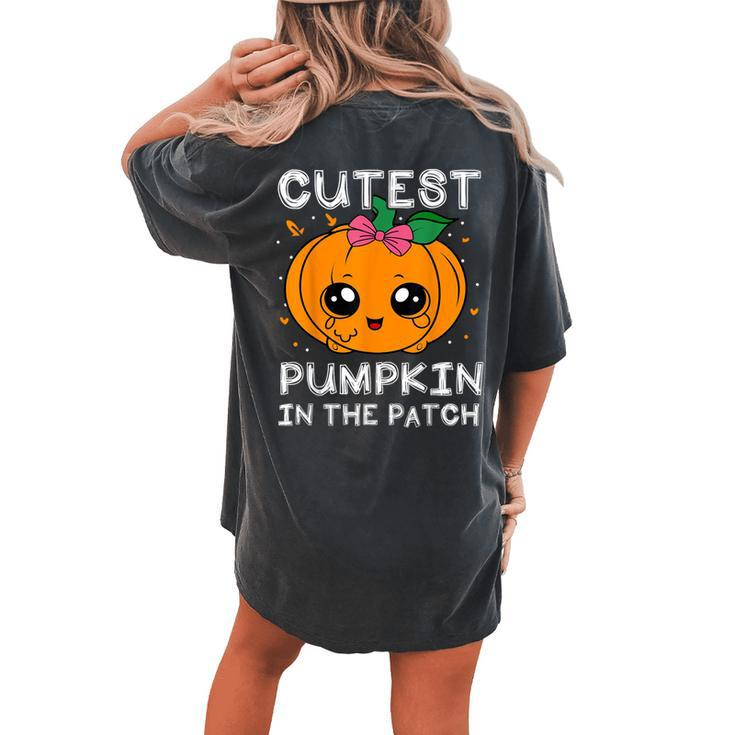 Cutest Pumpkin In The Patch Halloween Costume Toddlers Girls Women's Oversized Comfort T-shirt Back Print