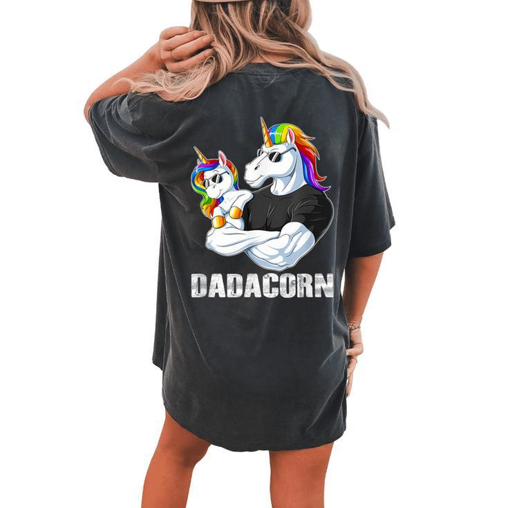 Dadacorn Unicorn Dad And Baby Christmas Papa Women's Oversized Comfort T-shirt Back Print